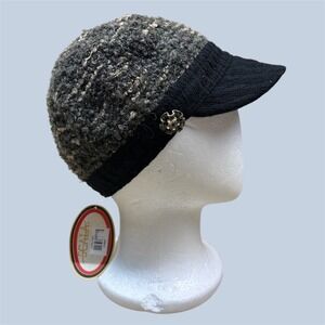 Scala Pronto NEW Women's Knit‎ Newsboy Cap with Decorative Button One Size